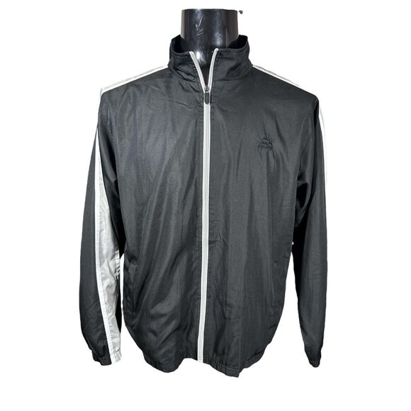Vintage Starter Black White Stripe Zip Up Track Jacket Men’s XL 46/48 Mesh Lined - Picture 1 of 7